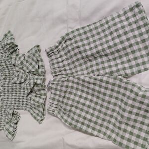 Bonnie Jean Green and White Shorts Classic Gingham Style